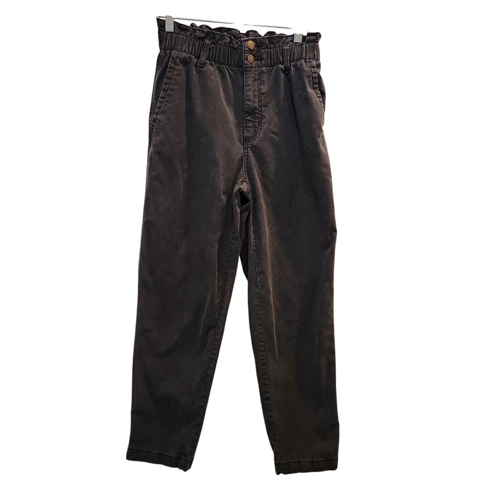 Universal Thread Black Denim Ruffled High Rise Paperbag Tapered Jeans Size 6